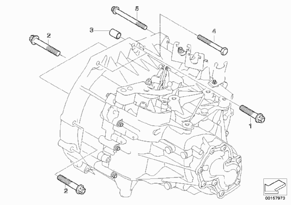 Крепление коробки передач для BMW R58 Coop.S JCW N18 (схема запчастей)