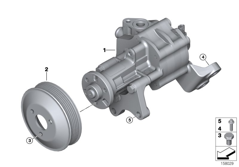 Насос гидроусилителя рулевого управления для BMW E70 X5 3.0si N52N (схема запчастей)