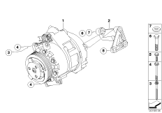 Компрессор кондиционера/дополн.элементы для BMW E70 X5 3.0si N52N (схема запасных частей)