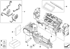 Детали корпуса кондиционера для BMW E71 X6 M50dX N57X (схема запасных частей)
