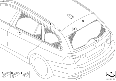 Солнцезащитная штора для BMW E91 330xi N53 (схема запасных частей)