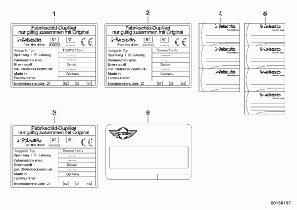 Шильдик "Автономная система отопления" для BMW R52 Cooper W10 (схема запчастей)