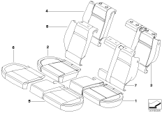 Набивка и обивка базового сиденья Зд для BMW E70 X5 3.0si N52N (схема запасных частей)