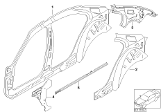 Детали бокового каркаса для BMW E66 760Li N73 (схема запасных частей)
