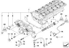 Головка блока цилиндров-Vanos для BMW E46 323i M52 (схема запасных частей)