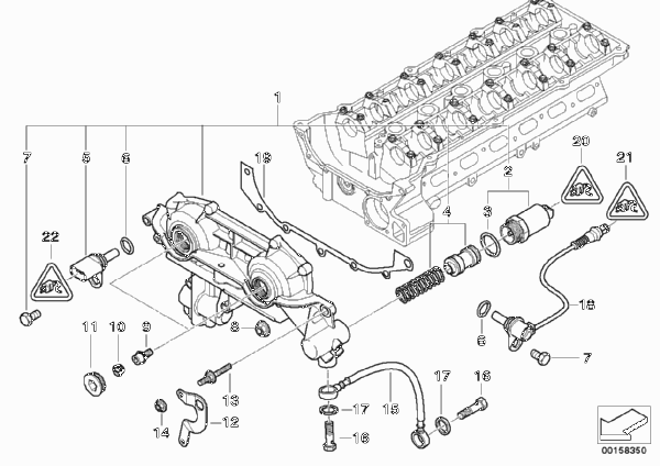 Головка блока цилиндров-Vanos для BMW E39 530i M54 (схема запчастей)