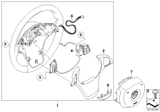 Спортивн. м/ф рулевое колесо с НПБ Smart для BMW E83 X3 3.0d M57N (схема запасных частей)