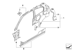 Детали бокового каркаса для BMW E81 123d N47S (схема запасных частей)