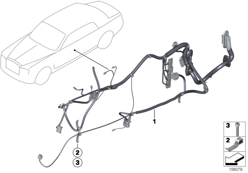 Жгут проводов двери для BMW RR3 Coupé N73 (схема запчастей)