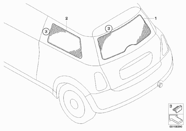 Складная защита от солнца для BMW R56 Cooper D W16 (схема запчастей)