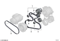 Рем.привод генератора/конд./усилит.руля для BMW E70 X5 3.0si N52N (схема запасных частей)