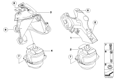 Подвеска двигателя для BMW E70 X5 3.0si N52N (схема запасных частей)