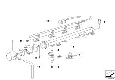 Система впрыска/форсунка для BMW E36 318i M40 (схема запасных частей)