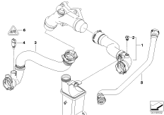 Водяной шланг системы охлаждения для BMW E83 X3 3.0i M54 (схема запасных частей)