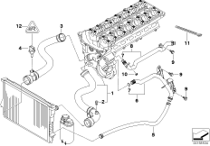 Водяной шланг системы охлаждения для BMW E46 323i M52 (схема запасных частей)