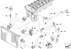 Водяной шланг системы охлаждения для BMW E53 X5 3.0i M54 (схема запасных частей)
