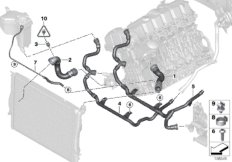 Водяной шланг системы охлаждения для BMW E93 325i N53 (схема запасных частей)