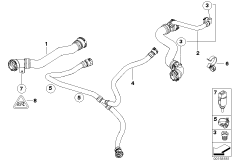 Водяной шланг системы охлаждения для BMW E85 Z4 2.0i N46 (схема запасных частей)