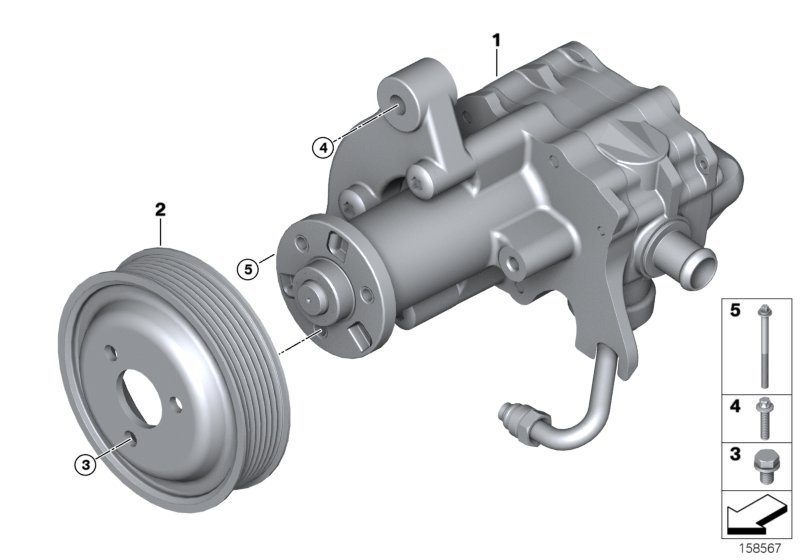 Насос гидроусилителя рулевого управления для BMW E70 X5 4.8i N62N (схема запчастей)