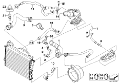 Водяной шланг системы охлаждения для BMW E38 750iL M73N (схема запасных частей)
