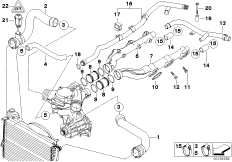Водяной шланг системы охлаждения для BMW E52 Z8 S62 (схема запасных частей)