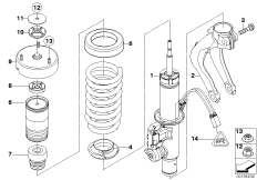Стойка амортизатора Пд VDC/доп.элементы для BMW E70 X5 3.0sd M57N2 (схема запасных частей)