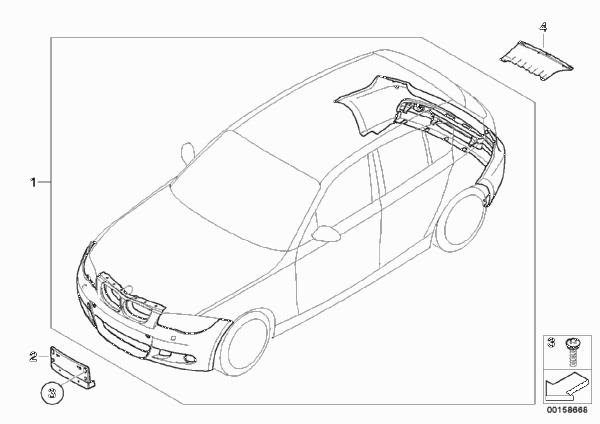 К-т доосн.аэродинамическим к-том в M-ст. для BMW E81 116i 2.0 N43 (схема запчастей)