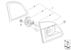 Блок задних фонарей на багажной двери для BMW E61 525i M54 (схема запасных частей)