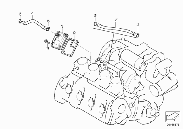 Система вентиляции картера двигателя для BMW K43 K 1200 R Sport (0585,0595) 0 (схема запчастей)