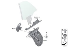 Механизм перемещения стекла двери Зд для BMW RR2N Drophead N73 (схема запасных частей)