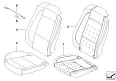 Набивка и обивка передн.сиденья для BMW E93 330i N52N (схема запасных частей)