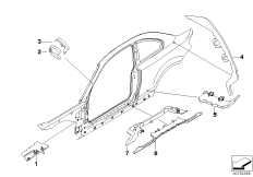 Детали из шумопогл.матер.в полост.боков. для BMW E82 M Coupé N54T (схема запасных частей)