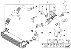 Воздуховод наддувочного воздуха для BMW E90 335i N54 (схема запасных частей)