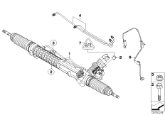 Рулевой механизм с гидроусилителем для BMW E65 760i N73 (схема запасных частей)