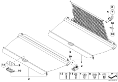 Защитная сетка/разделительная сетка для BMW E70N X5 35iX N55 (схема запасных частей)