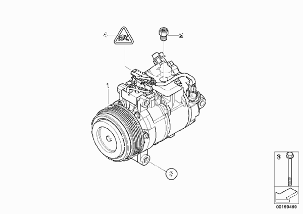 Compressore climatiz. - Ricambi Usati для BMW E90 318d N47 (схема запчастей)