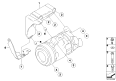 Опорный кронштейн компрессора кондиц. для BMW E81 118i N43 (схема запасных частей)