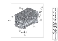 Блок-картер двигателя для BMW F11 525dX N47S1 (схема запасных частей)