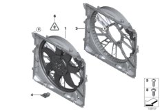 Кожух вентилятора-дополнительн.элементы для BMW E90N 325i N53 (схема запасных частей)