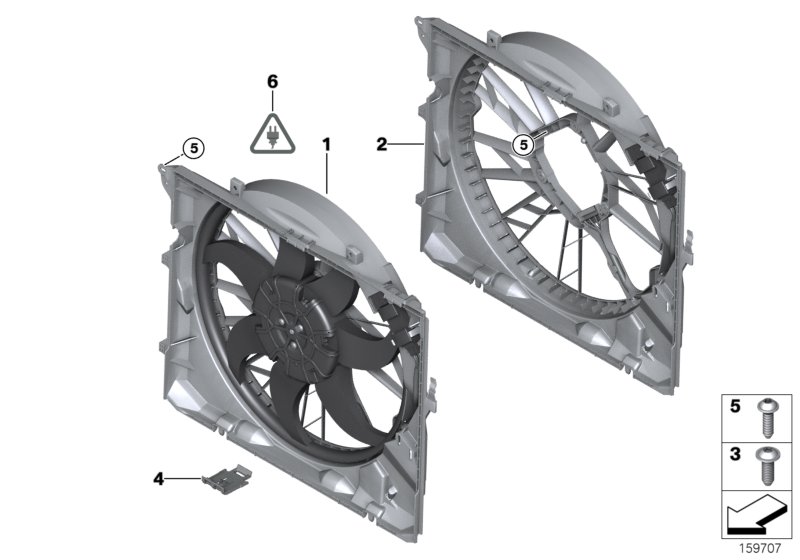 Кожух вентилятора-дополнительн.элементы для BMW E91N 325i N52N (схема запчастей)