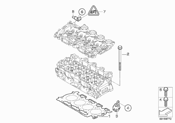 Головка блока цилиндров-доп.элементы для BMW R56 Cooper D W16 (схема запчастей)