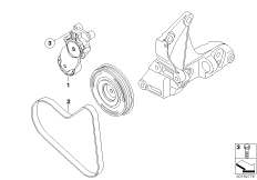 Ременный привод генератора/кондиционера для BMW R56 One D W16 (схема запасных частей)
