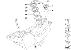 Топливный бак/дополнительные элементы для BMW K15 G 650 Xmoto (0167,0197) 0 (схема запасных частей)