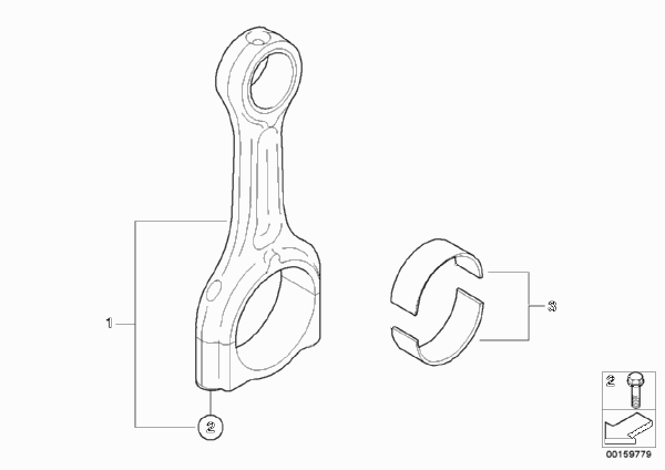 Шатун кривошипно-шатунного механизма для BMW R55 Cooper d W16 (схема запчастей)