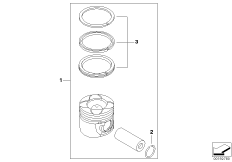 Поршень кривошипно-шатунного механизма для MINI R55 Cooper d W16 (схема запасных частей)