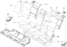 Набивка и обивка задн.сид.,люк в спинке для BMW E81 120i N43 (схема запасных частей)