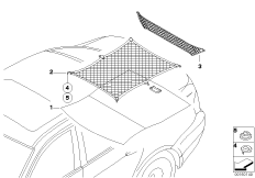 Доосн.баг.отд.грузоудерживающей сеткой для BMW E90N 320xd N47 (схема запасных частей)