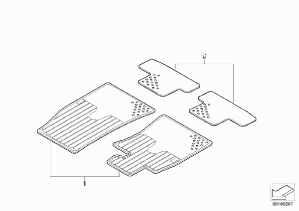 Доосн. резиновыми ножными ковриками для BMW R57N Cooper SD N47N (схема запчастей)