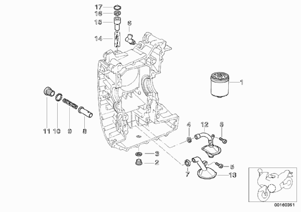 Смазочная система-масляный фильтр для BMW R21A R 1150 GS Adv. 01 (0441,0492) 0 (схема запчастей)