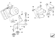 Гидроагрегат DSC/крепление/датчики для BMW E46 M3 S54 (схема запасных частей)